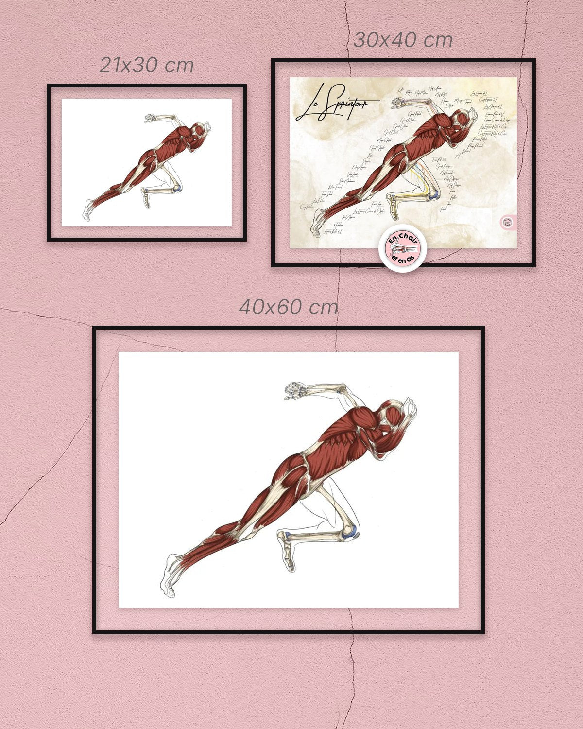 Poster du sprinteur en 3 formats : 21x30, 30x40 et 40x60 cm – En Chair et en Os