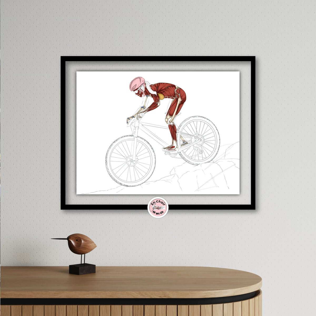 Planche anatomique du vélo tout terrain En Chair et en Os décoration pour cabinet médical